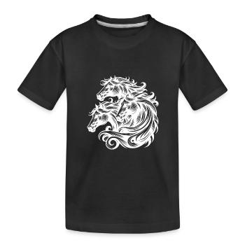 Stormy horses with elegant mane in the wind - Kids' Premium Organic T-Shirt - black - Front