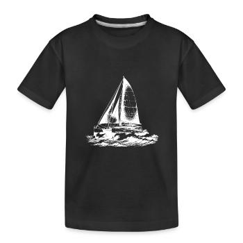 Schicker Katamaran in Wellen unter Segel Wind - Kinder Premium Bio T-Shirt - Schwarz - Vorne