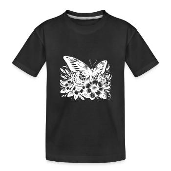 Papillon avec des fleurs florales élégance - T-shirt bio Premium Enfant - noir - Devant