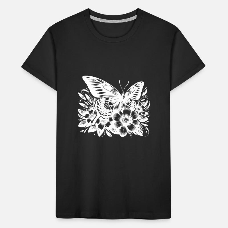 Papillon avec des fleurs florales élégance T-shirt bio Premium Enfant