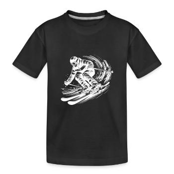 Skier avec une dynamique impressionnante dans la neige - T-shirt bio Premium Enfant - noir - Devant