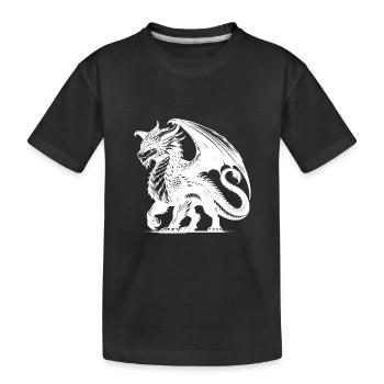 Clever Dragon with Huge Wings Tattoo Style - Kids' Premium Organic T-Shirt - black - Front