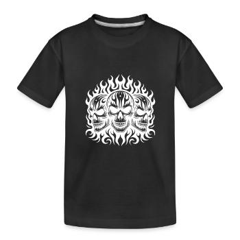 Trois flammes de crâne souriant tatouage style tribal - T-shirt bio Premium Enfant - noir - Devant