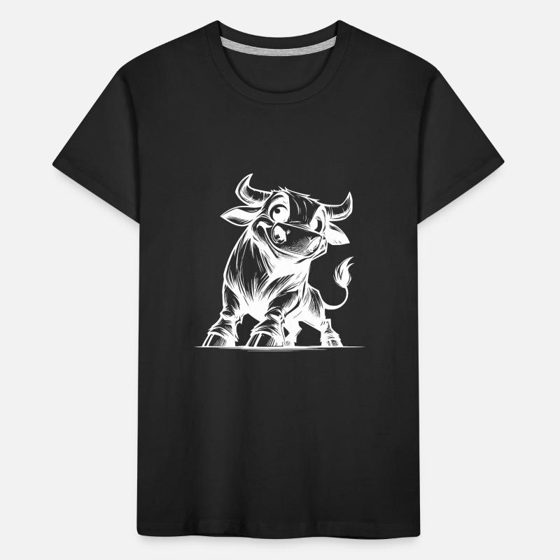 Dessin de taureau au crayon avec des cornes géantes T-shirt bio Premium Enfant