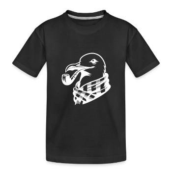 Pfeiferauchende Seefahrer Möwe als Küstenmotiv - Kinder Premium Bio T-Shirt - Schwarz - Vorne