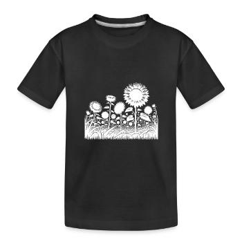 Tournesols en fleurs dans un grand champ - T-shirt bio Premium Enfant - noir - Devant