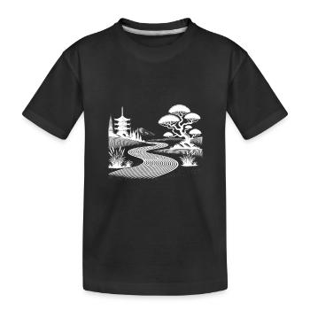 Japanischer Tempel Weg Meditativer Balance - Kinder Premium Bio T-Shirt - Schwarz - Vorne