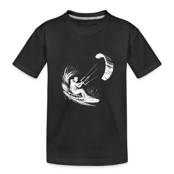 Sport Kite Surfer Water Splash and Kite - Kids' Premium Organic T-Shirt - black - Front