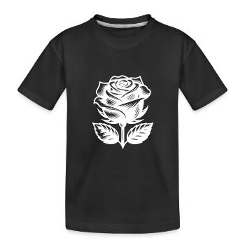 Dekorative Rose Stilvolles Rosenmotiv - Kinder Premium Bio T-Shirt - Schwarz - Vorne