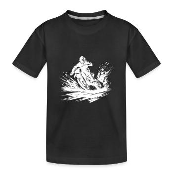 Moto de sport extrême en drift spectaculaire - T-shirt bio Premium Enfant - noir - Devant
