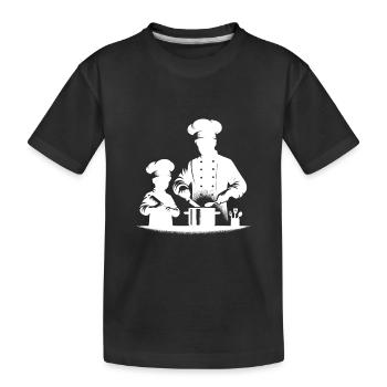 Hobbykoch mit Kinder Silhouette Portrait - Kinder Premium Bio T-Shirt - Schwarz - Vorne