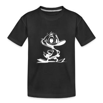 Baby Ente mit riesigem Schnabel Strich Zeichnung - Kinder Premium Bio T-Shirt - Schwarz - Vorne