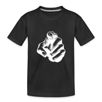 Eye-catching index finger as a hand gesture - Kids' Premium Organic T-Shirt - black - Front