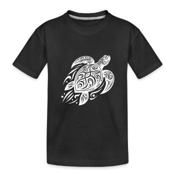 Une puissante tortue du Pacifique rencontre une créature tribale - T-shirt bio Premium Enfant - noir - Devant