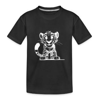 Petit léopard aux grands yeux et aux yeux câlins - T-shirt bio Premium Enfant - noir - Devant