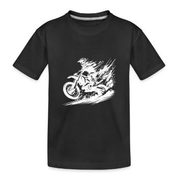 Motocross action with dirt and dust - Kids' Premium Organic T-Shirt - black - Front