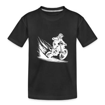 Dirt Bike Motocross Jump with Dust and Dynamics - Kids' Premium Organic T-Shirt - black - Front