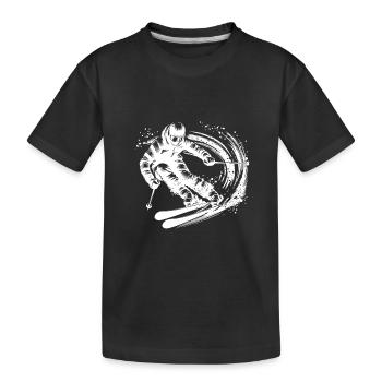 Skier at full speed on powder snow slope - Kids' Premium Organic T-Shirt - black - Front