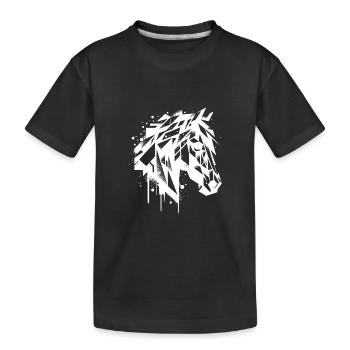 Porträt Geometrisch Vintage schöner Pferdekopf - Kinder Premium Bio T-Shirt - Schwarz - Vorne