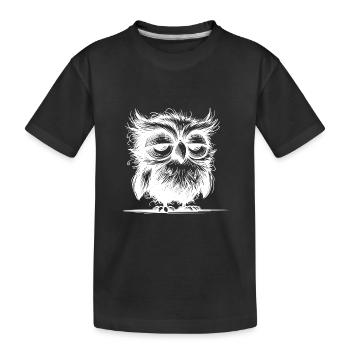 Morning grouch owl with feathers and style - Kids' Premium Organic T-Shirt - black - Front