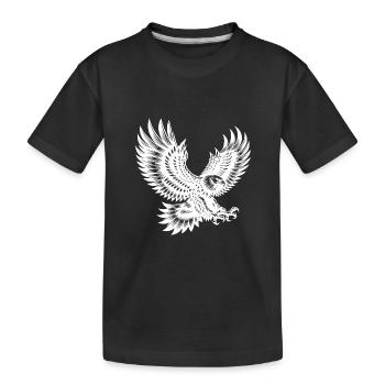 Adler mit ausgebreiteten Flügeln in Bewegung - Kinder Premium Bio T-Shirt - Schwarz - Vorne