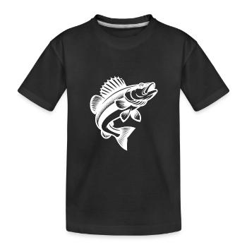 Poisson sandre sauteur motif classique de pêcheur - T-shirt bio Premium Enfant - noir - Devant