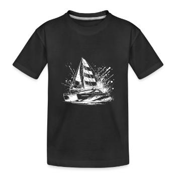Catamaran double coque voilier à voiles - T-shirt bio Premium Enfant - noir - Devant