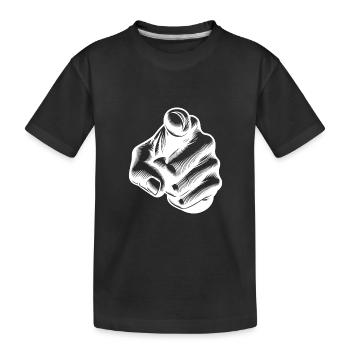 Hand with index finger finger pointing hand gesture - Kids' Premium Organic T-Shirt - black - Front