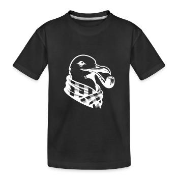 Nordic seagull art in sailor flair - Kids' Premium Organic T-Shirt - black - Front