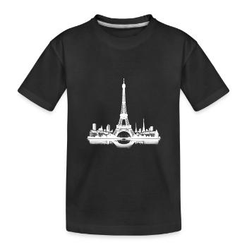 Eiffelturm Romantik Klassiker mit Stadt Kontur - Kinder Premium Bio T-Shirt - Schwarz - Vorne