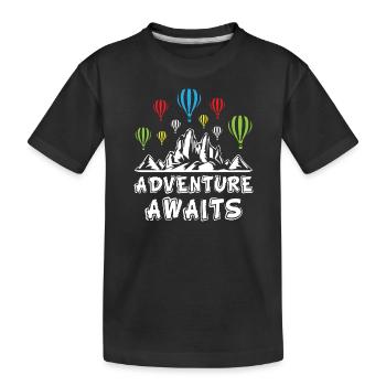 Adventure Awaits Air Balloons - Kinder Premium Bio T-Shirt - Schwarz - Vorne
