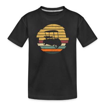 Voiturette de golf Golfspieler Golfeur Golfen Retro - T-shirt bio Premium Enfant - noir - Devant