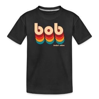 Retro Bob Name - Kids' Premium Organic T-Shirt - black - Front