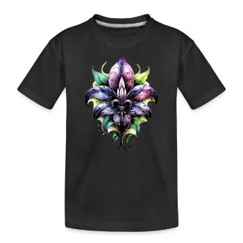 Fleur de Lys, Lilie, Mardi Gras, Frankreich Wappen - Kinder Premium Bio T-Shirt - Schwarz - Vorne