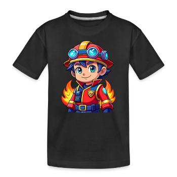 Héros en rouge le pompier - T-shirt bio Premium Enfant - noir - Devant