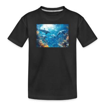 Dauphin Grand dauphin Mammifère marin École de dauphins - T-shirt bio Premium Enfant - noir - Devant