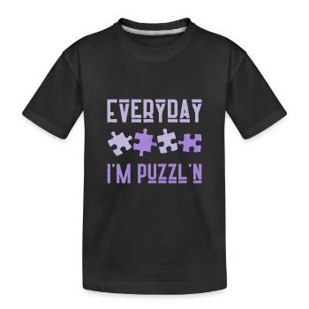 Jeden Tag bin ich Puzzl'n Jigsaw Puzzle Master Puzzling - Kinder Premium Bio T-Shirt - Schwarz - Vorne