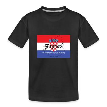 Zagreb - Hauptstadt mit GPS & Flagge - Kinder Premium Bio T-Shirt - Schwarz - Vorne
