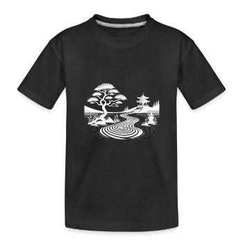 Paysage géométrique avec temple traditionnel - T-shirt bio Premium Enfant - noir - Devant