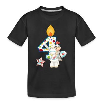 Birthday figure 4 Prince knight horse boy - Kids' Premium Organic T-Shirt - black - Front