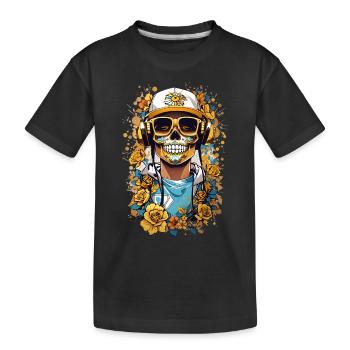Golden Sugar Skull - Kids' Premium Organic T-Shirt - black - Front