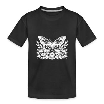 Schmetterling und Blumen Botanisches Kunstwerk - Kinder Premium Bio T-Shirt - Schwarz - Vorne