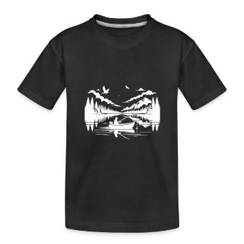 Angel Campingerlebnis am See im Wald - Kinder Premium Bio T-Shirt - Schwarz - Vorne