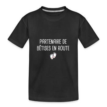 grossesse T-shirt futur grand frère grande soeur - T-shirt bio Premium Enfant - noir - Devant