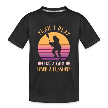 Lacrosse Spieler - Kinder Premium Bio T-Shirt - Schwarz - Vorne