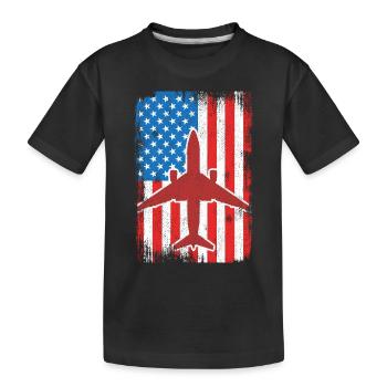 Flugzeuge 4. Juli USA - Kinder Premium Bio T-Shirt - Schwarz - Vorne