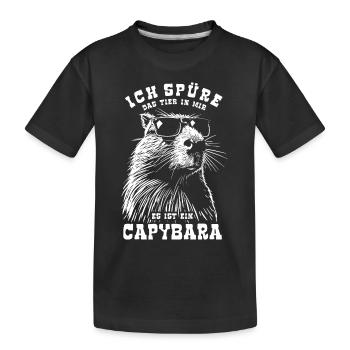 Ich spüre das Tier in mir, es ist ein Capybara - Kinder Premium Bio T-Shirt - Schwarz - Vorne