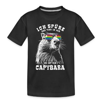 Ich spüre das Tier in mir, es ist ein Capybara - Kinder Premium Bio T-Shirt - Schwarz - Vorne