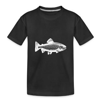 Regenbogenforelle - Naturgetreues Raubfisch Design - Kinder Premium Bio T-Shirt - Schwarz - Vorne