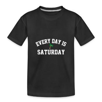 Jeder Tag ist Samstag Palmen Urlaubsfeeling - Kinder Premium Bio T-Shirt - Schwarz - Vorne